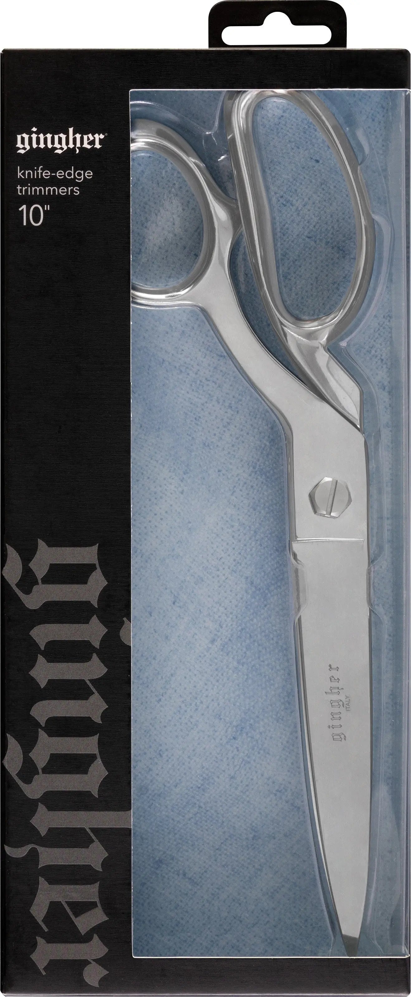 Tijeras Gingher de 10 pulgadas con borde de cuchillo y diseño curvado