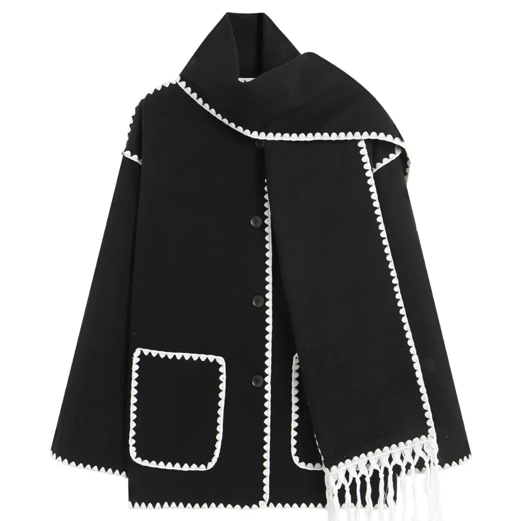 Manteau en Laine Épais Premium pour Femmes avec Écharpe