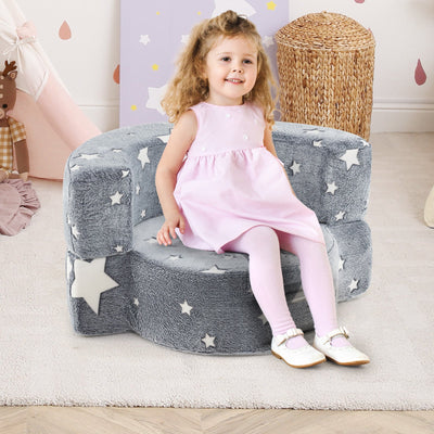 Sofá Infantil Convertible 2 en 1 que Brilla en la Oscuridad - Gris