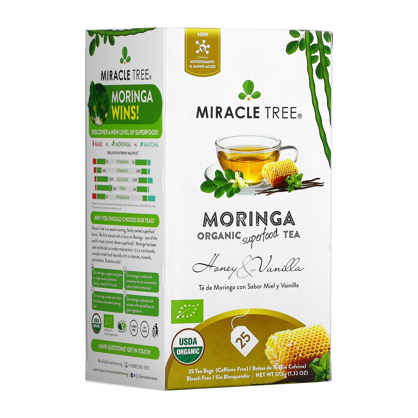 Té Orgánico de Moringa con Miel y Vainilla