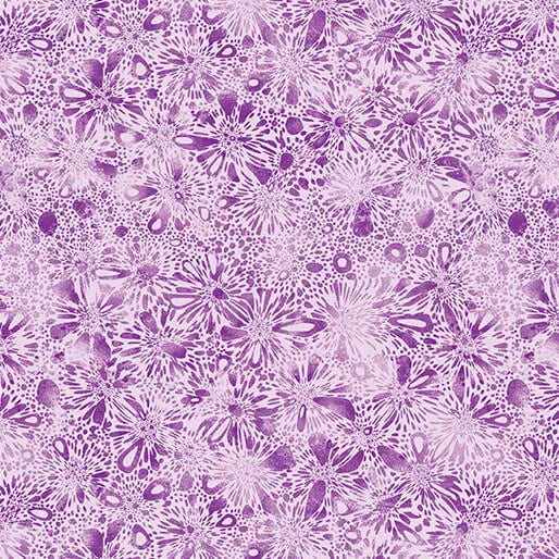Go with the Flow Burst Medium Purple Cotton Fabric - 44"/45" Per Yard