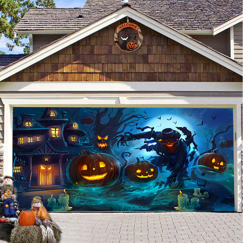 Banner de puerta de garaje Halloween Bosque Nebuloso