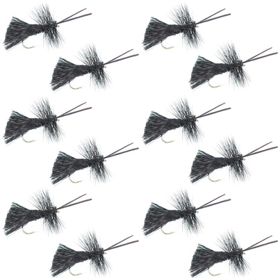 Goddard Caddis Black Dry Fly - 12 Flies Hook Size 16