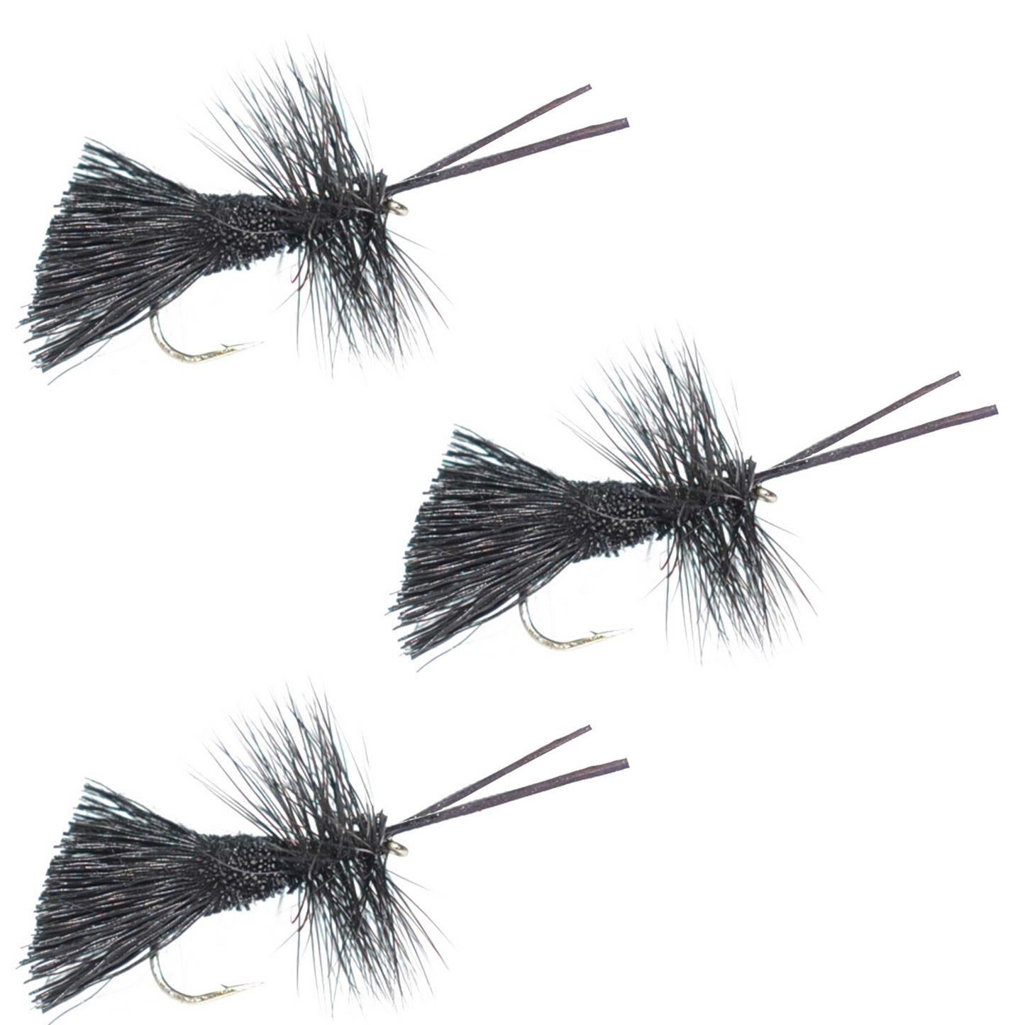3 Pack Goddard Caddis Black Dry Fly - Hook Size 16 - Korvel