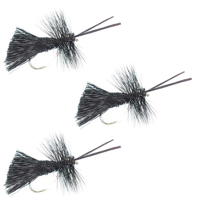 3 Pack Goddard Caddis Black Dry Fly - Hook Size 16 - Korvel