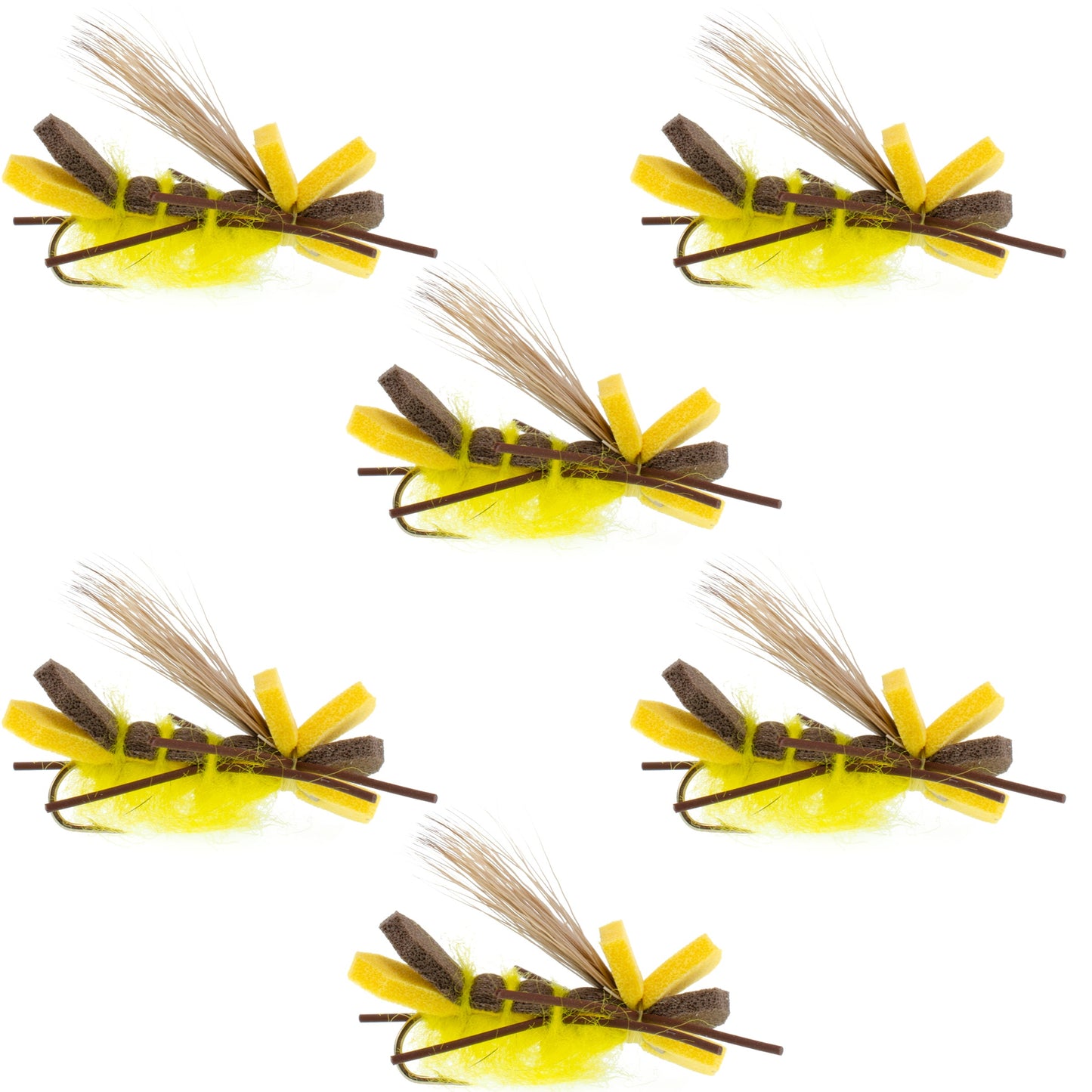 High-Visibility Godzilla Hopper Trout Flies - 6 Pack Size 10 for Summer Fishing - Korvel
