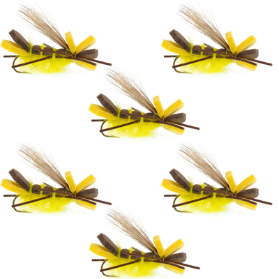 High-Visibility Godzilla Hopper Trout Flies - 6 Pack Size 10 for Summer Fishing - Korvel