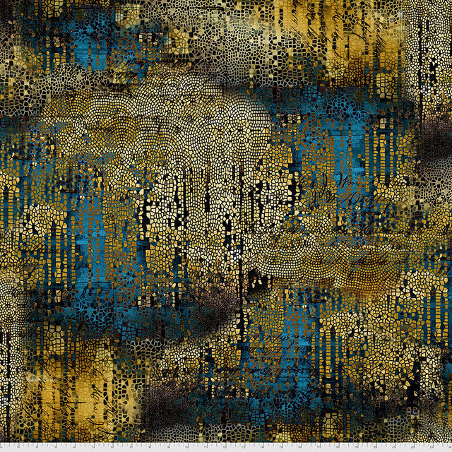 Tela de Algodón con Mosaico Dorado - 44"/45" por Yarda