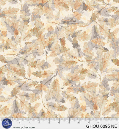 Golden Hour Natural Scattered Leaves Cotton Fabric - 44"/45" Per Yard