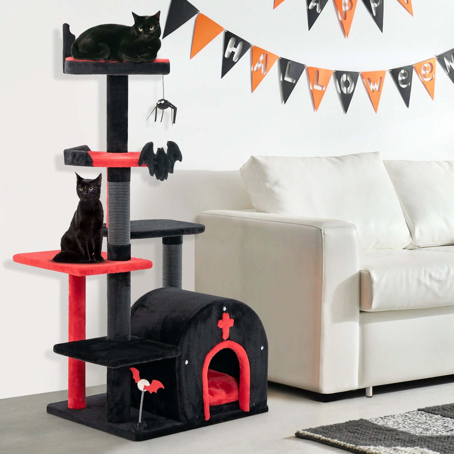 Arbre à chat gothique - Tour pour chat de 53 pouces avec lit et condo