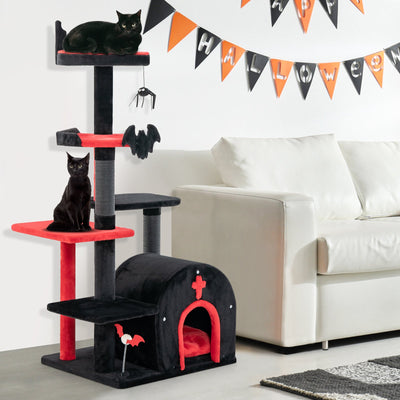 Árbol para Gatos Gótico - Torre para Gatos de 53 Pulgadas con Cama y Condominio