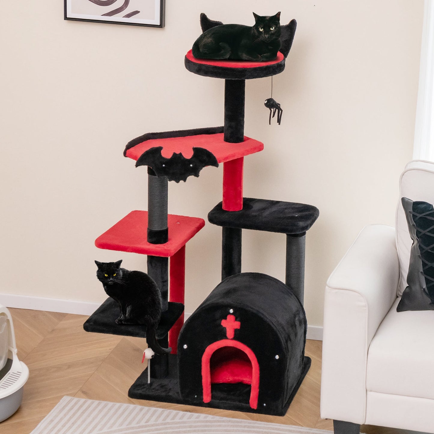 Arbre à chat gothique - Tour pour chat de 53 pouces avec lit et condo