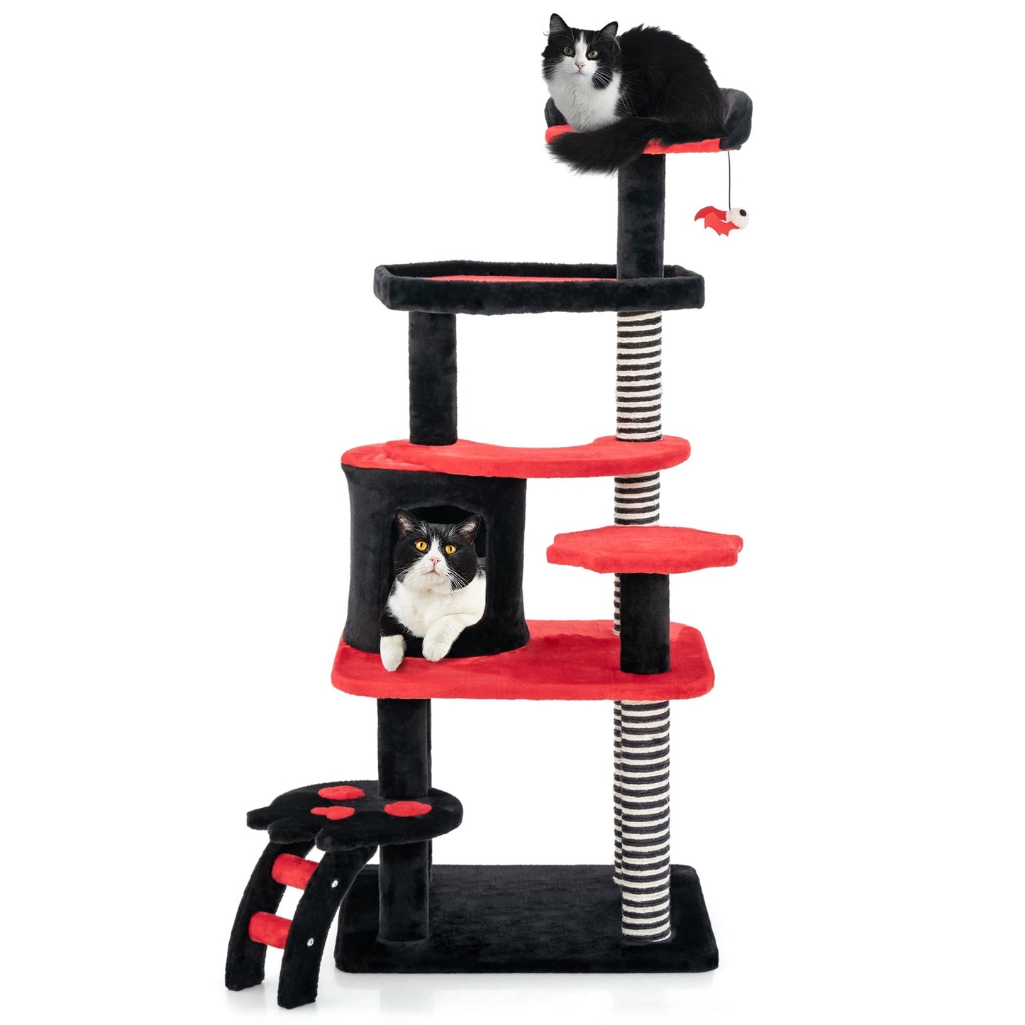 Árbol Gótico para Gatos con Cama, Condominio y Poste Rascador - Negro y Rojo