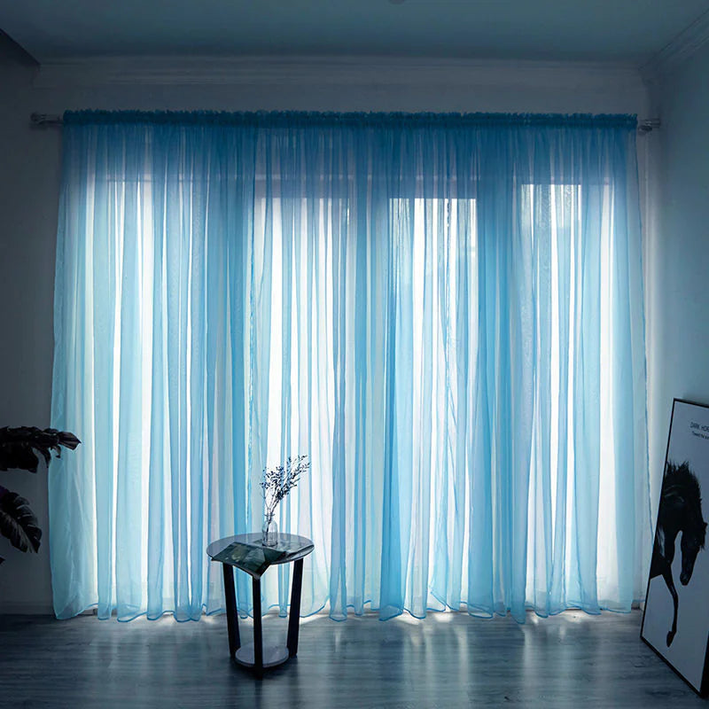 Simple Modern Solid Color Gauze Curtain for Balcony