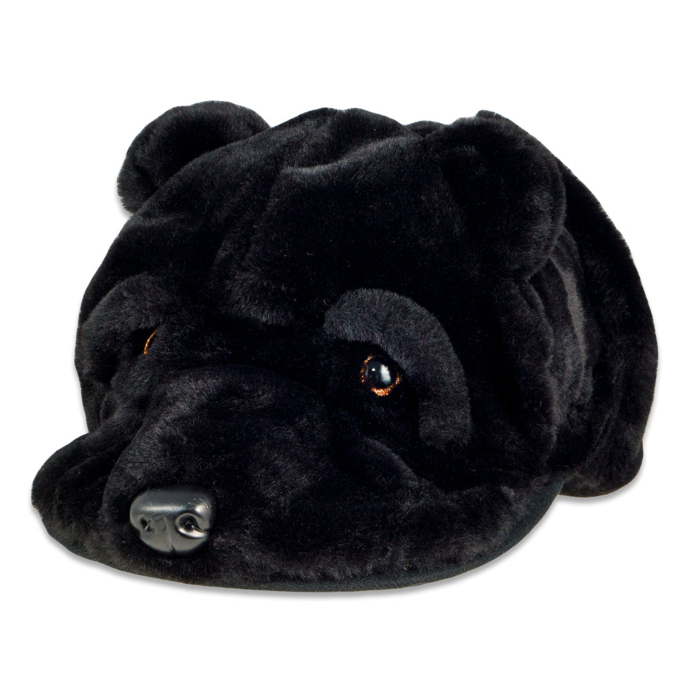 Chapeau ajusté en fourrure d'ours noir avec rabats d'oreilles