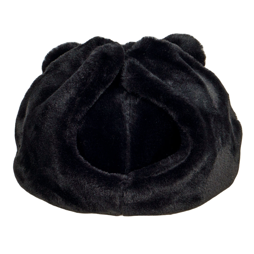 Chapeau ajusté en fourrure d'ours noir avec rabats d'oreilles