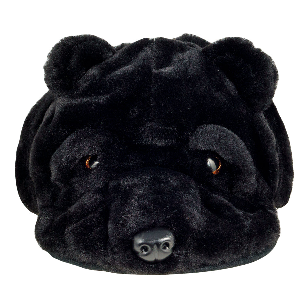 Chapeau ajusté en fourrure d'ours noir avec rabats d'oreilles