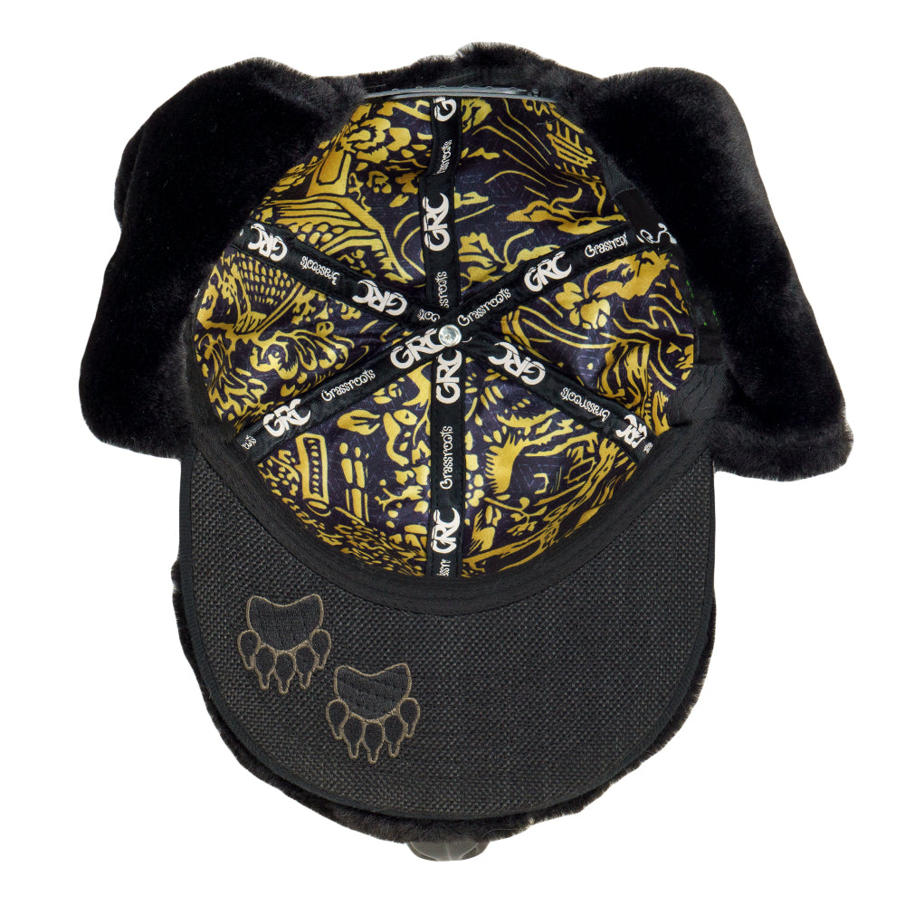 Gorra Snapback de Piel de Oso Negro con Orejeras