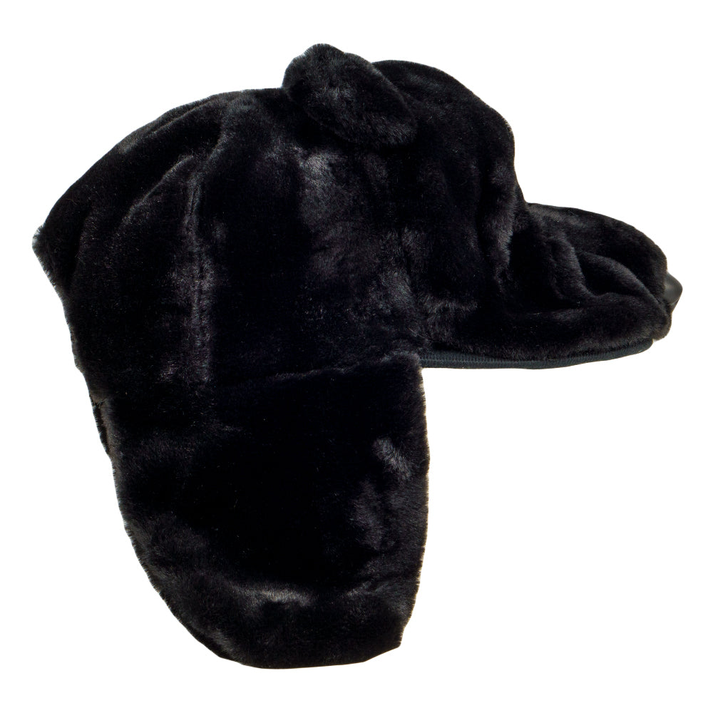 Gorra Snapback de Piel de Oso Negro con Orejeras