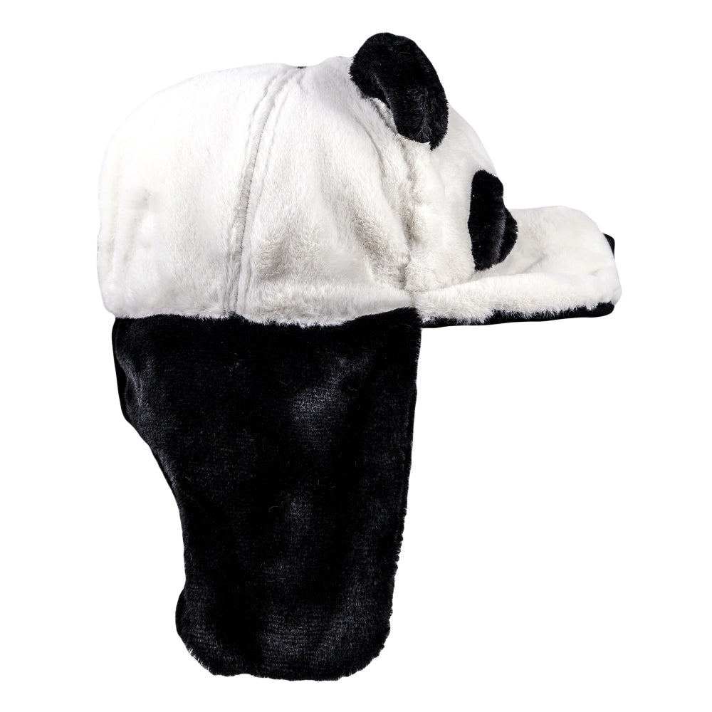Panda Bear Fur Earflap Hat for Winter Adventures