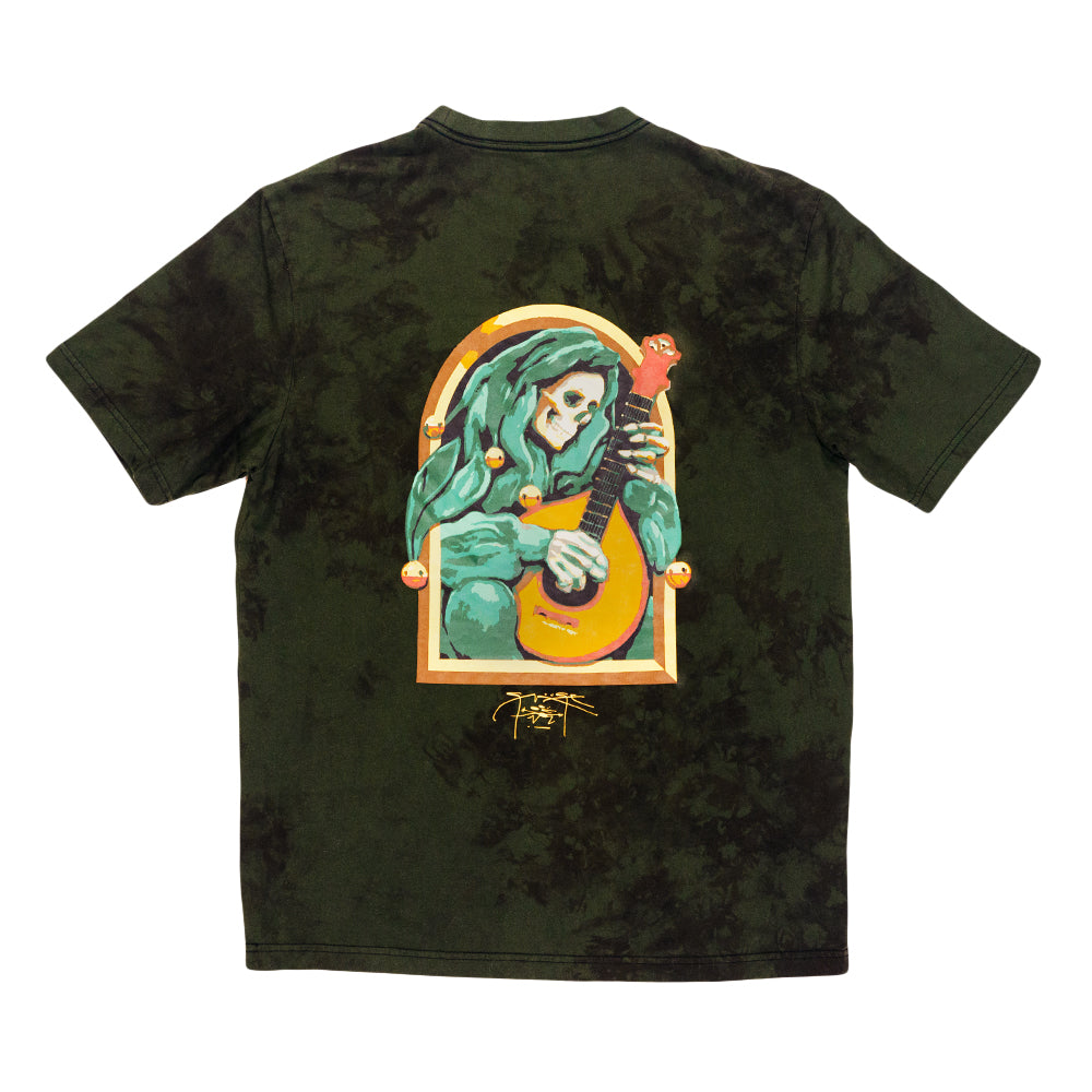 Camiseta teñida en verde Stanley Mouse Mandolin Jester