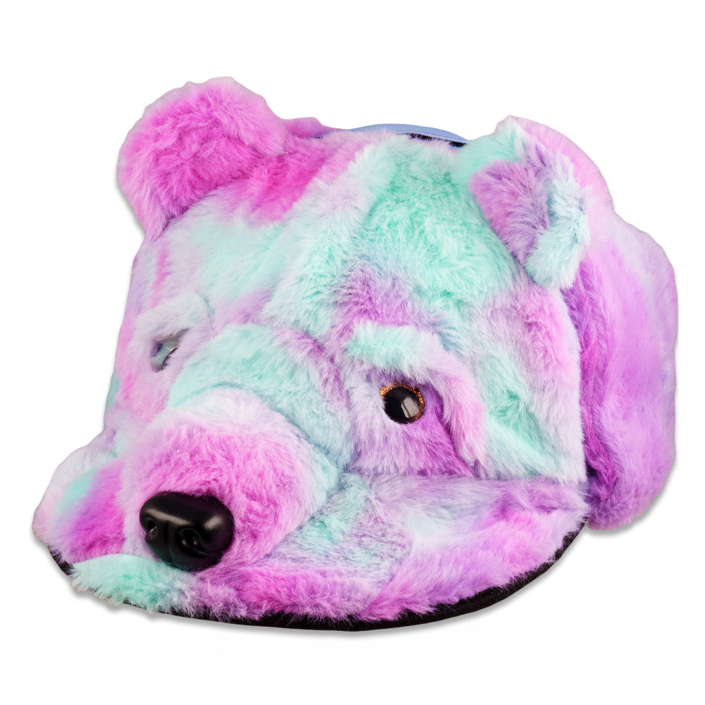 Cozy Purple Bear Faux Fur Earflap Snapback Hat - Korvel