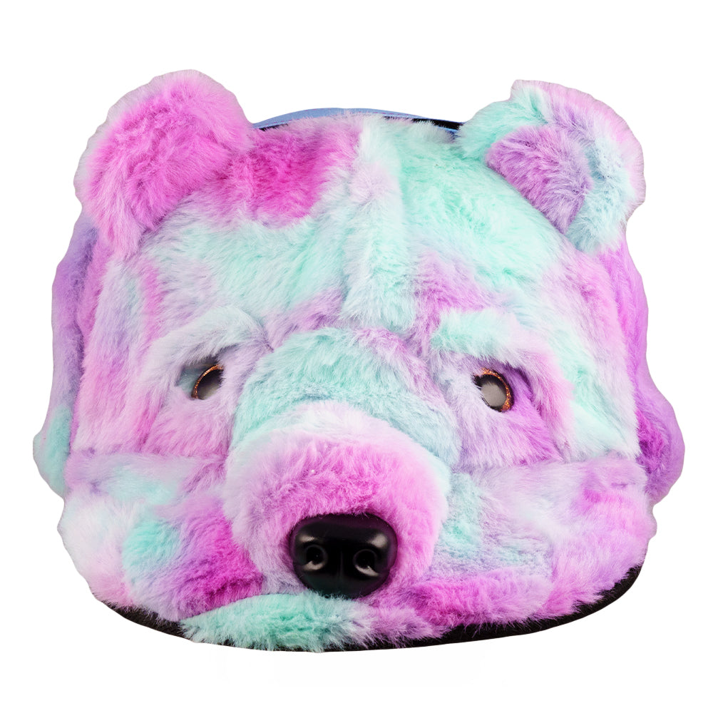 Gorro Snapback de Piel Sintética con Orejeras de Oso Púrpura