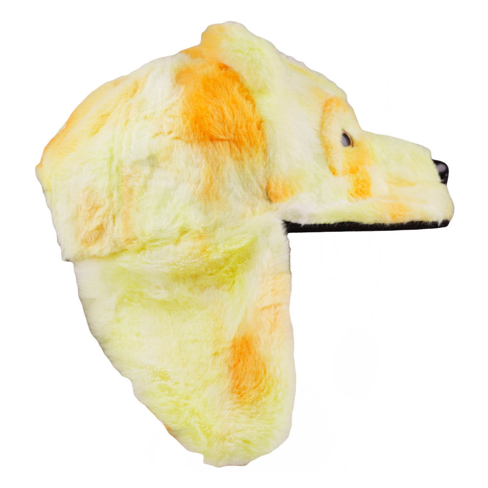 Cozy Orange Bear Fur Earflap Snapback Cap