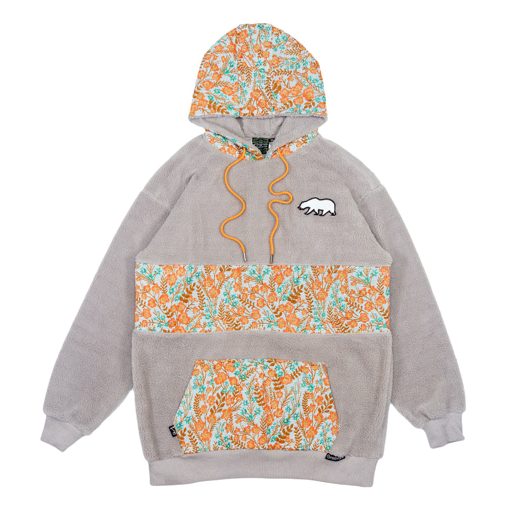 Sudadera con capucha alta de sherpa floral con oso desmontable