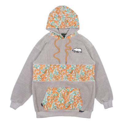 Sudadera con capucha alta de sherpa floral con oso desmontable