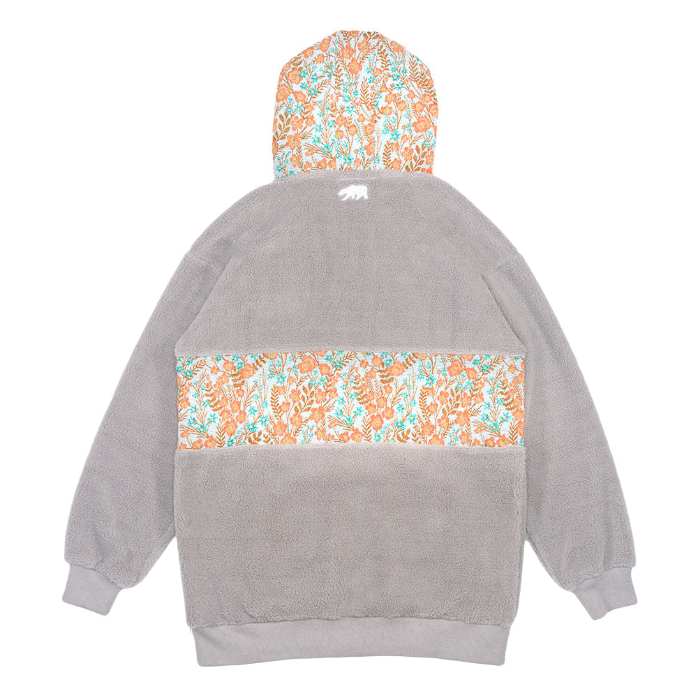 Sudadera con capucha alta de sherpa floral con oso desmontable