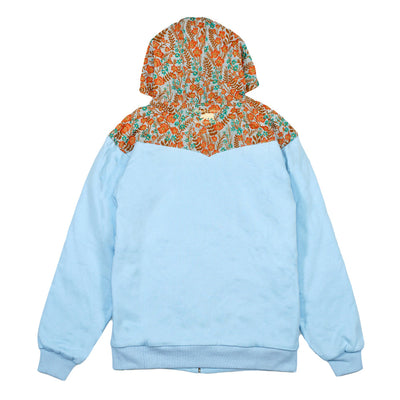 Removable Bear Floral Blue Zip Up Hoodie - Korvel
