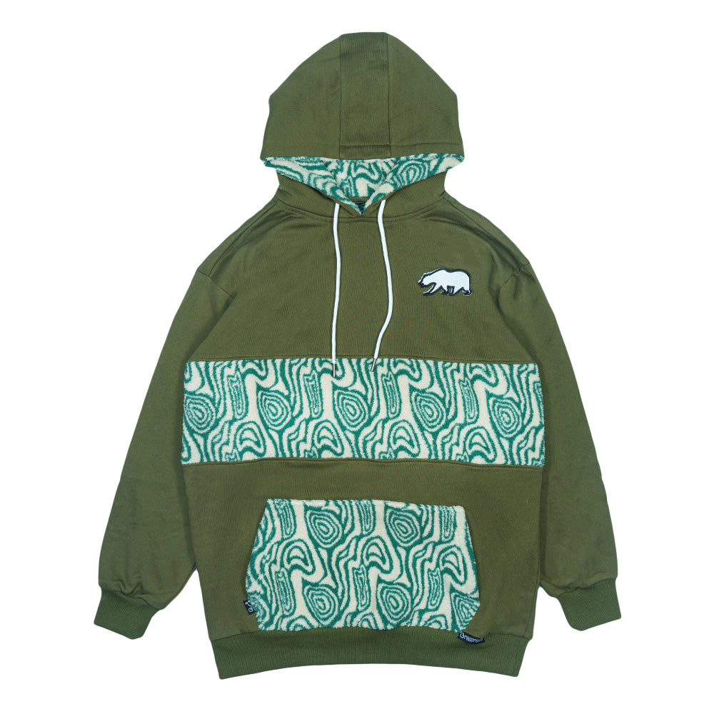 Hoodie à capuche haut en fausse fourrure verte avec ours amovible