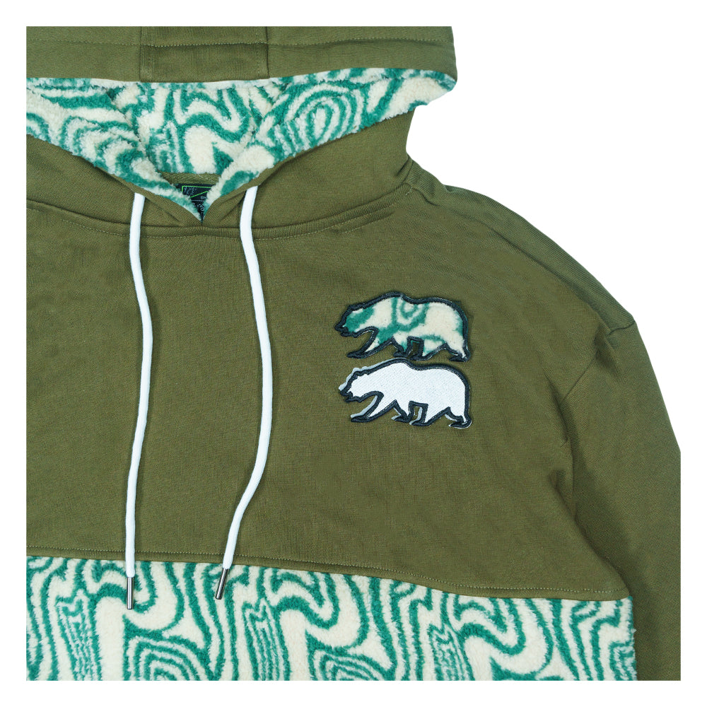 Hoodie à capuche haut en fausse fourrure verte avec ours amovible