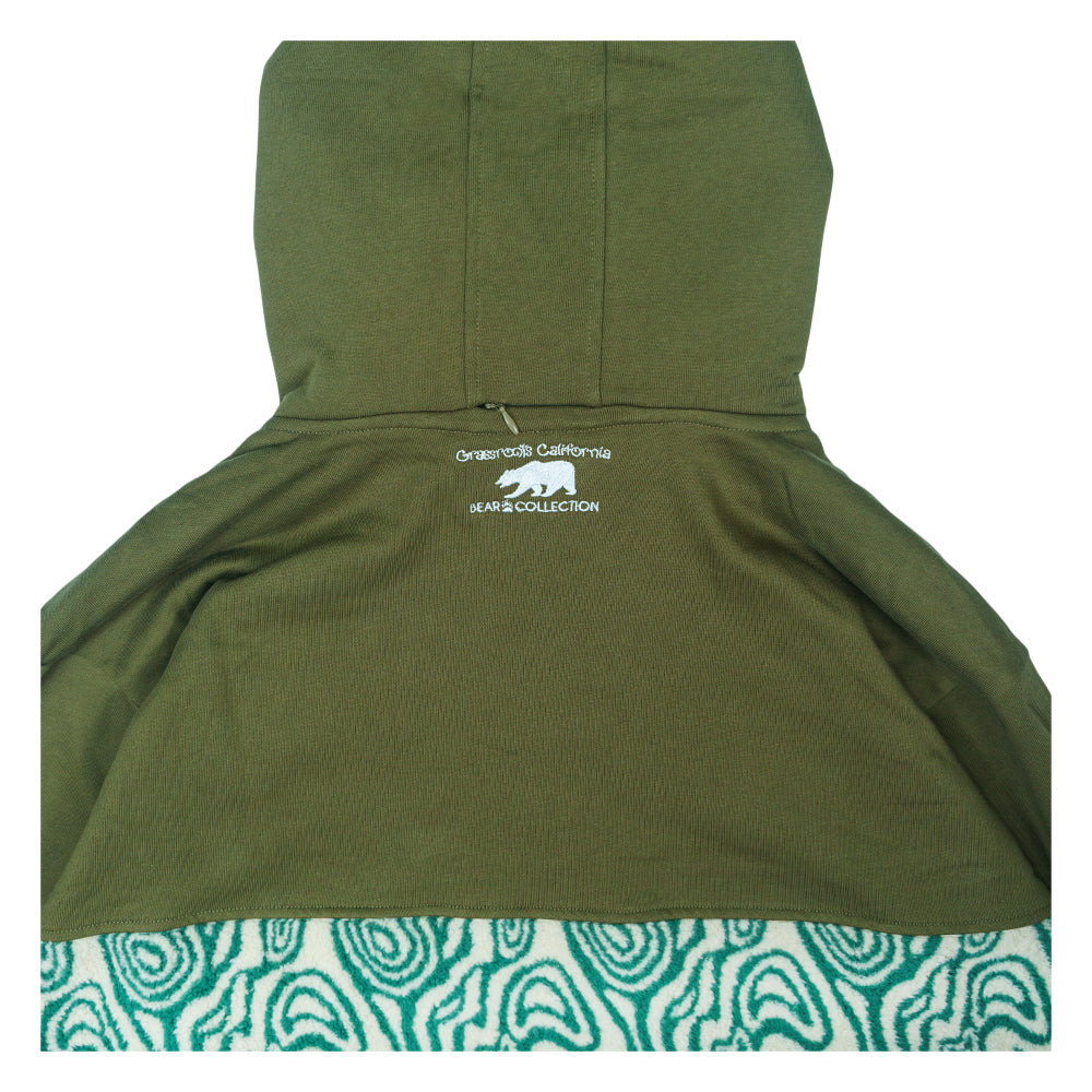 Hoodie à capuche haut en fausse fourrure verte avec ours amovible