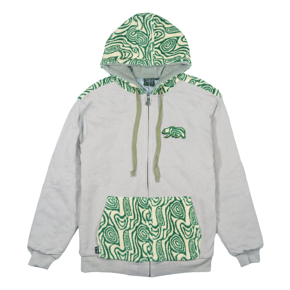 Sudadera con capucha de felpa verde con oso removible