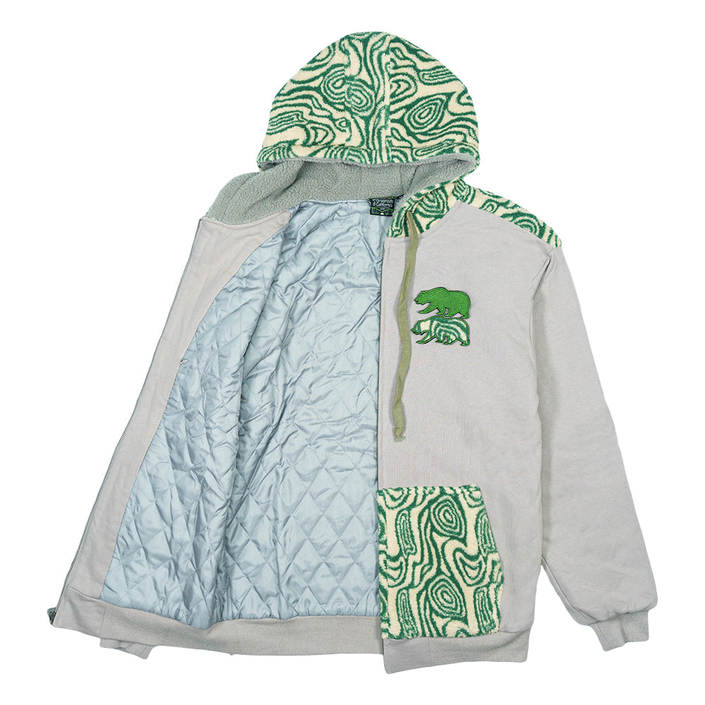 Sudadera con capucha de felpa verde con oso removible