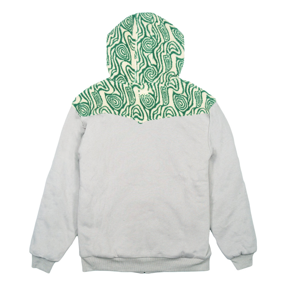 Sudadera con capucha de felpa verde con oso removible