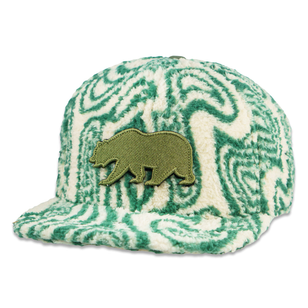 Gorra Ajustada de Piel de Oso Verde Desmontable