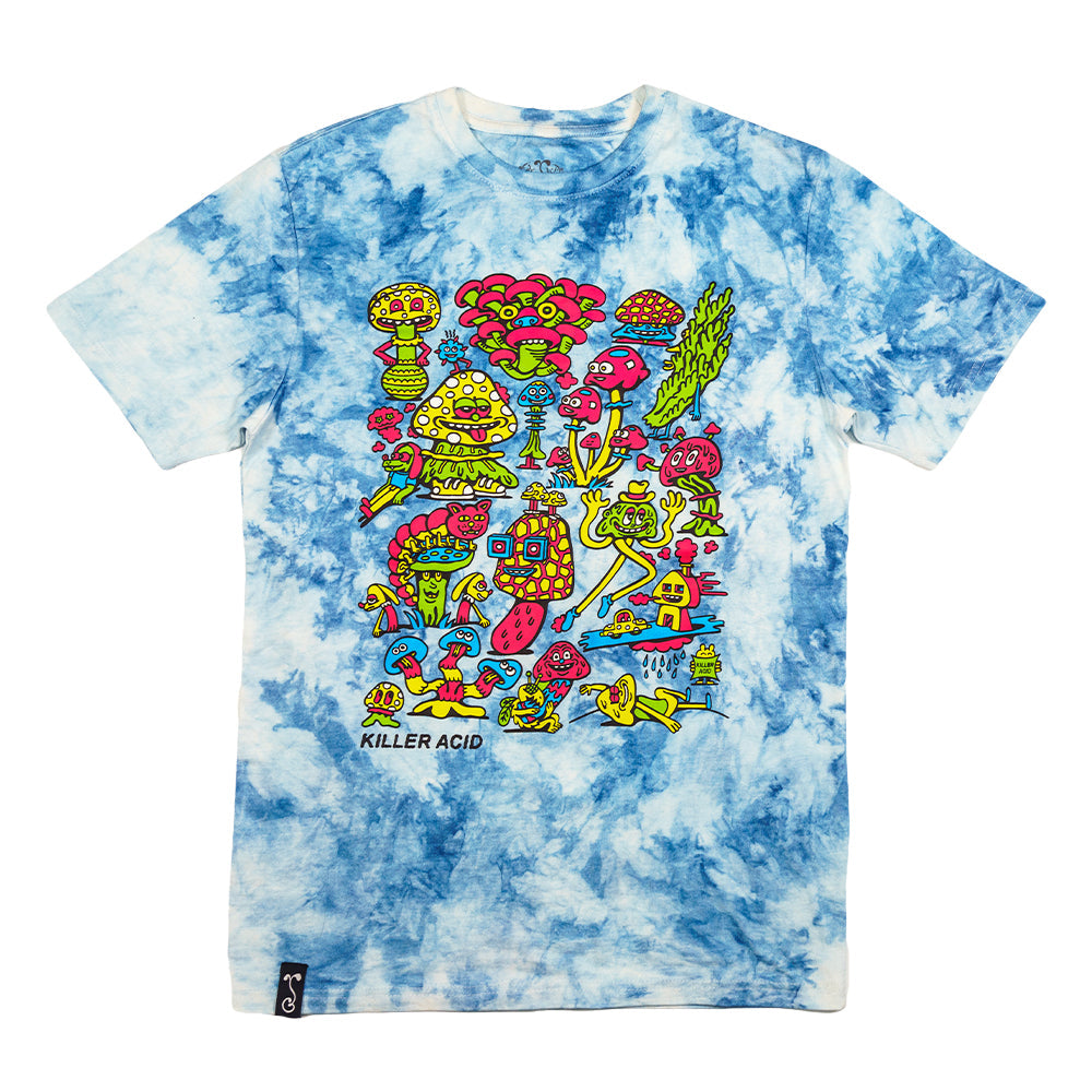 Killer Acid Mushroom Blue Tie Dye T Shirt - Korvel