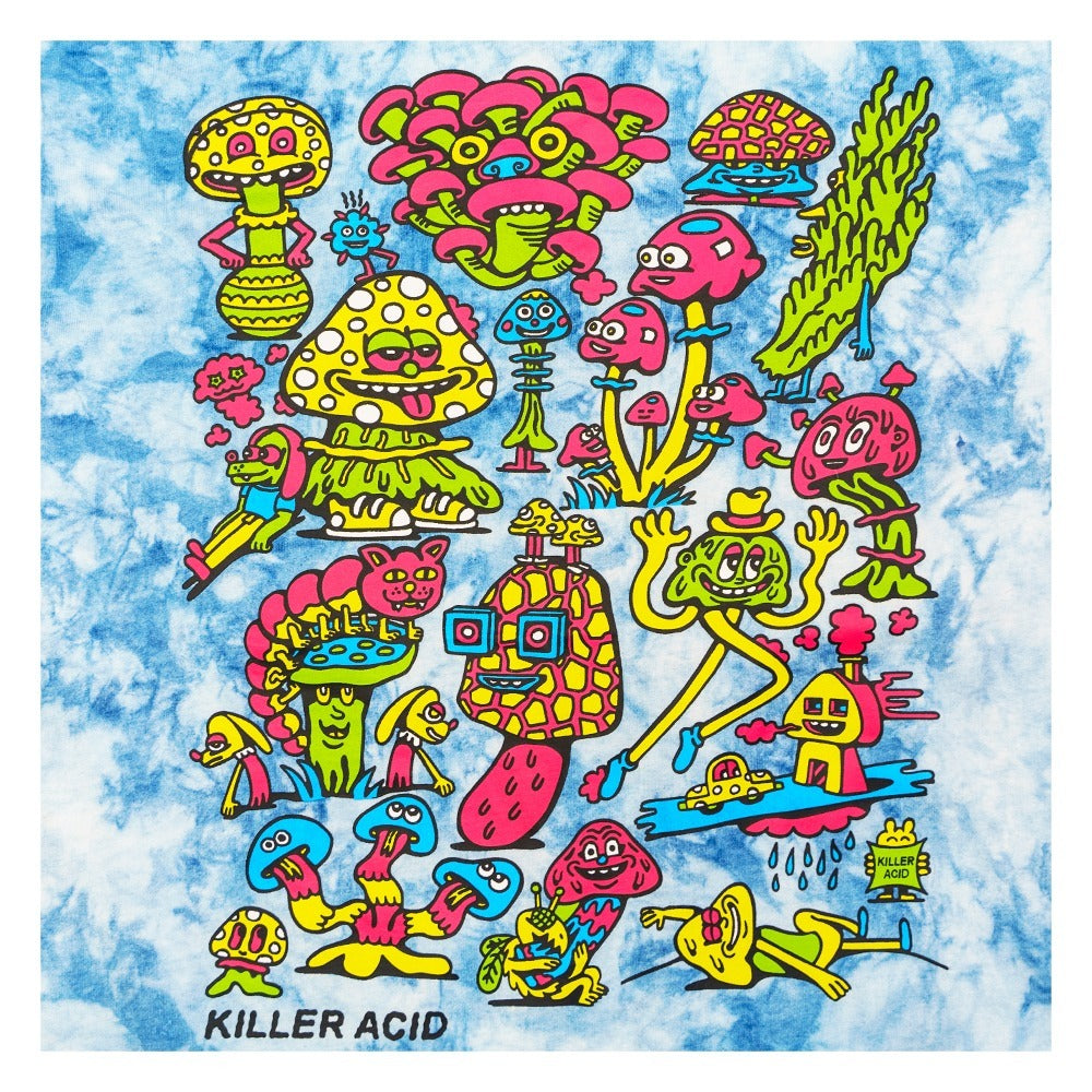 Killer Acid Mushroom Blue Tie Dye T Shirt - Korvel