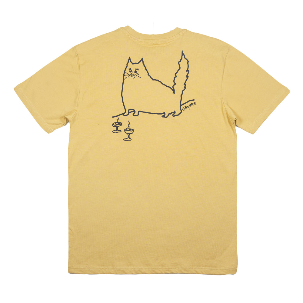 Camiseta Tan con Dibujo de Gato de Jerry Garcia