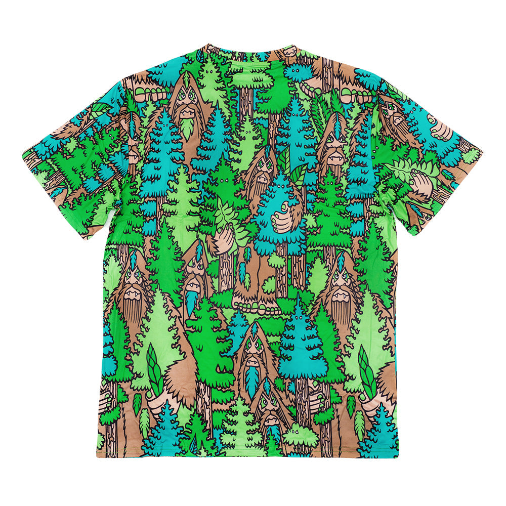 T-shirt vert Bigfoot dans les bois