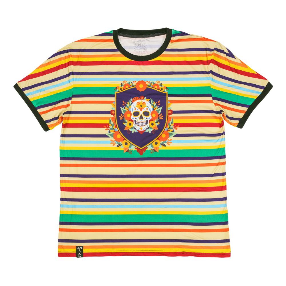 Dia De Los Muertos Sugar Skull Striped T Shirt - Korvel