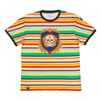 Dia De Los Muertos Sugar Skull Striped T Shirt - Korvel