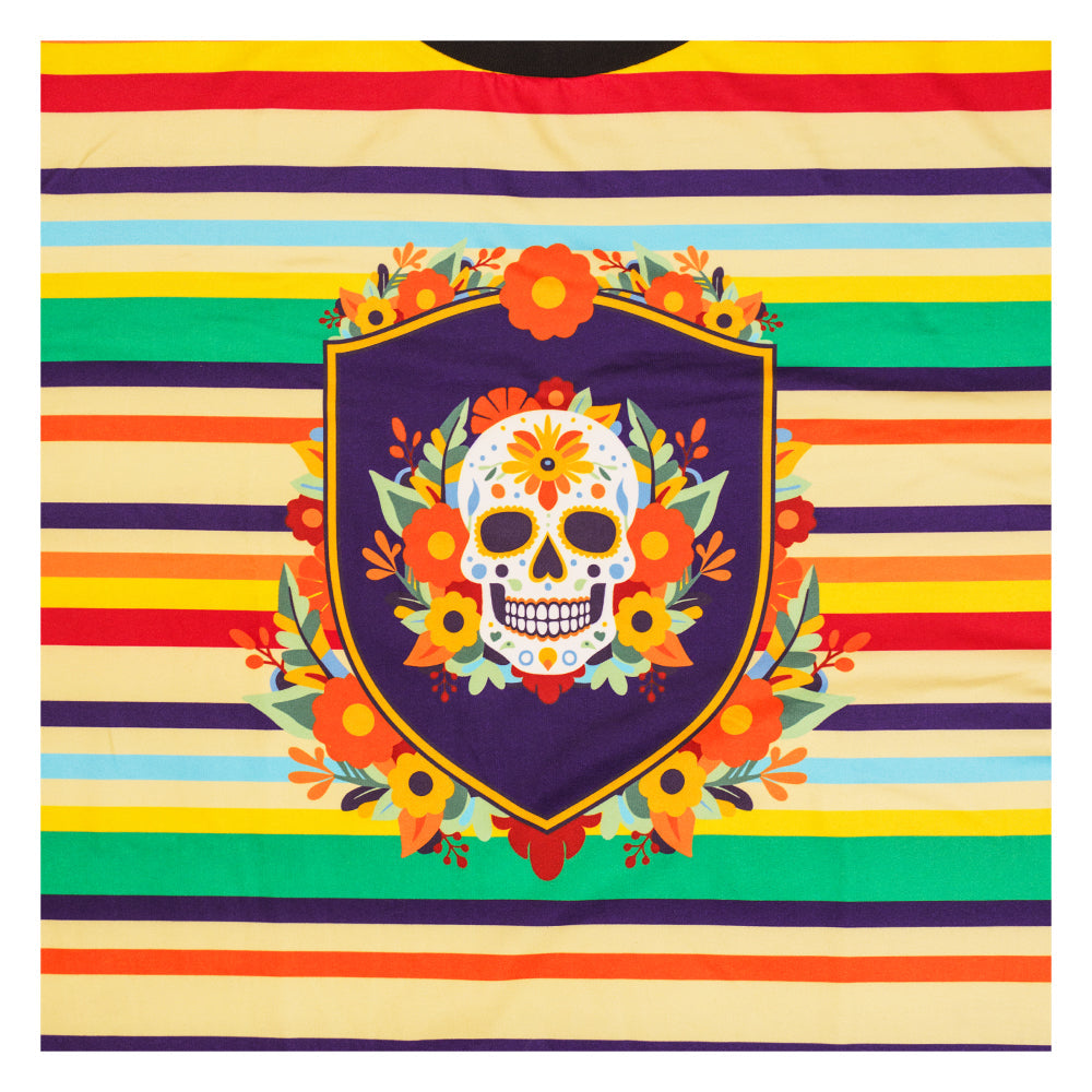 Dia De Los Muertos Sugar Skull Striped T Shirt - Korvel