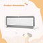59 Inch Folding Baby Bed Rail Guard - Gray