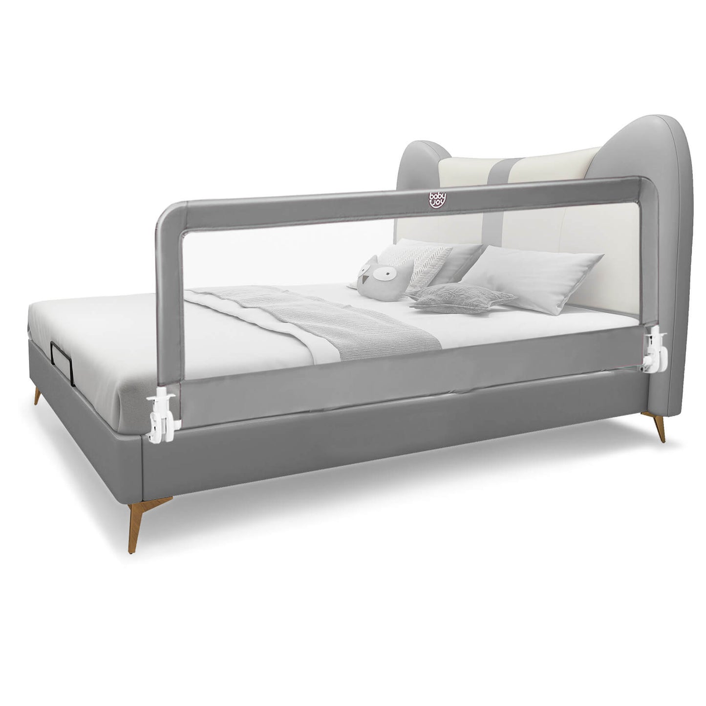 59 Inch Folding Baby Bed Rail Guard - Gray