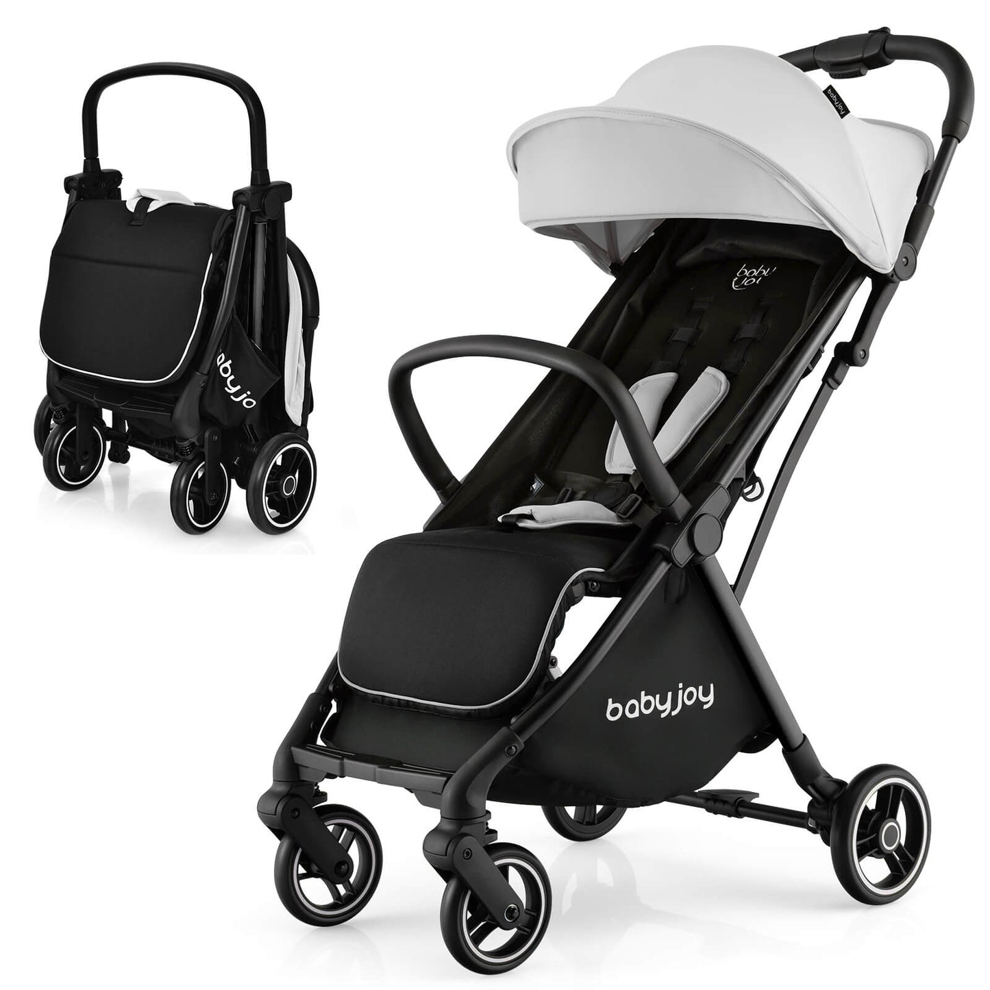 Poussette portable légère pliable à une main - Gris
