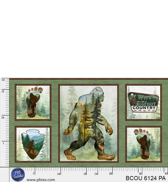 Panneau de blocs de scène forestière du Bigfoot vert